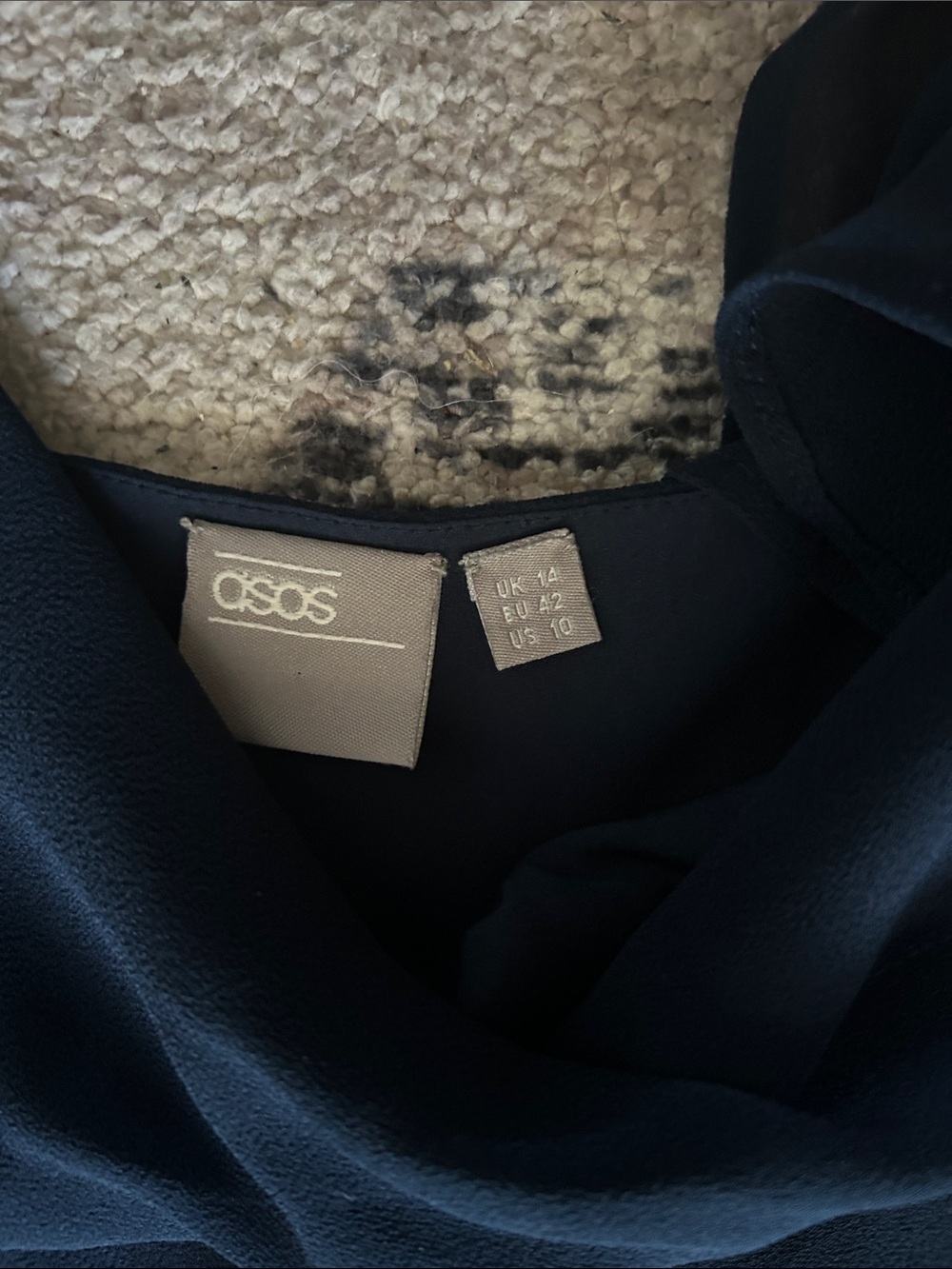 ASOS Navy Blue Maxi Dress with Ruffled Shoulders - Picture 2 of 9